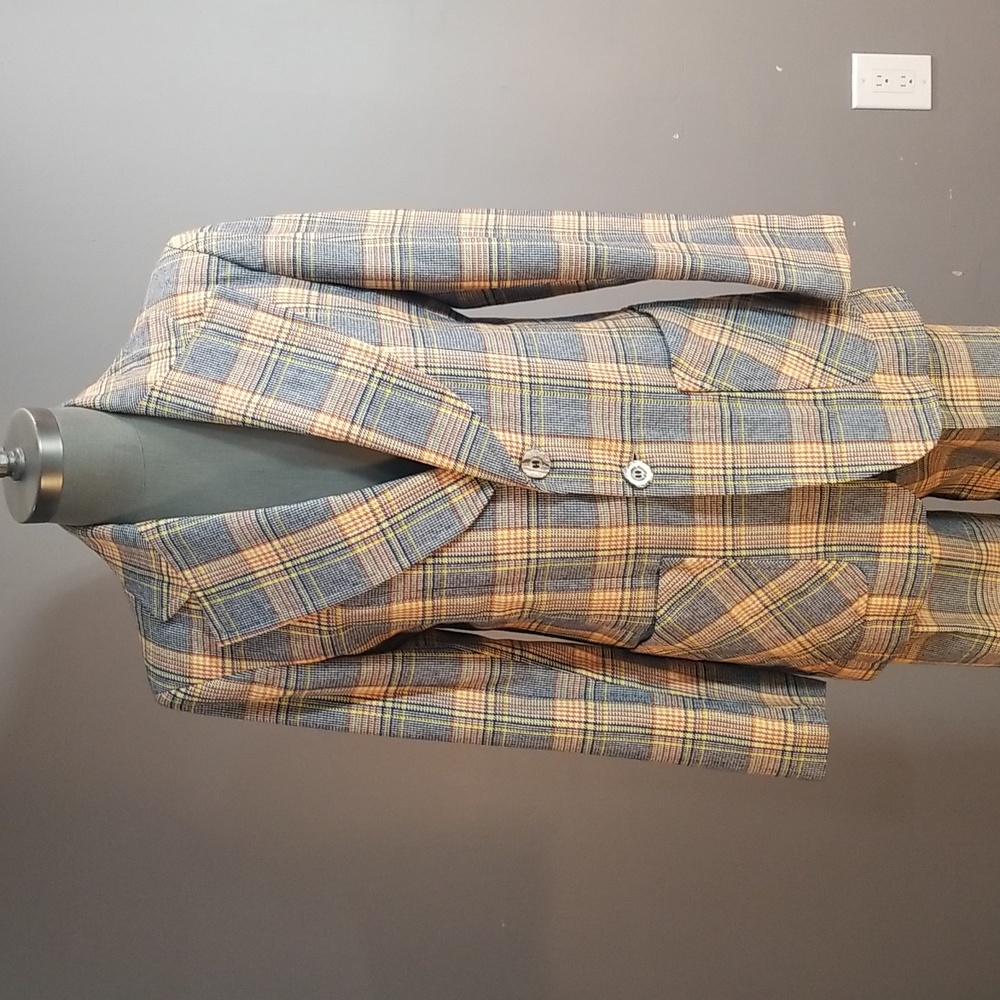 Vintage 1970’s wool blend Oggi Jaquardi Inc. Size 38 made in canada suit plaid - Picture 3 of 17